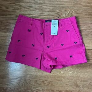 NWT!! Polo Pink Shorts with Navy Tennis Embroidery